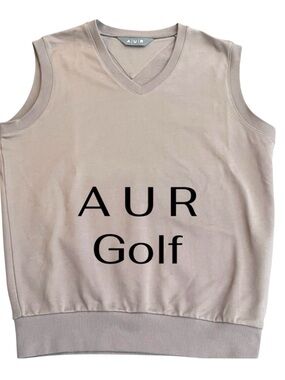 AUR Golf Tan Cotton V-Neck Sleeveless Sweater Vest (L)